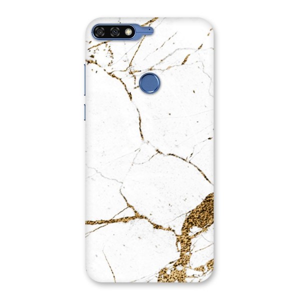 White and Gold Design Back Case for Honor 7C