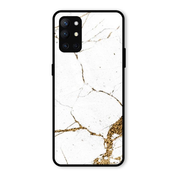 White and Gold Design Glass Back Case for OnePlus 9R