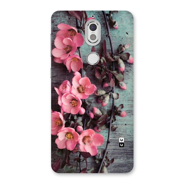 Wooden Floral Pink Back Case for Nokia 7