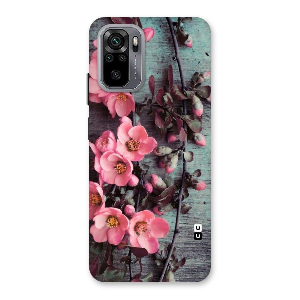 Wooden Floral Pink Back Case for Redmi Note 10