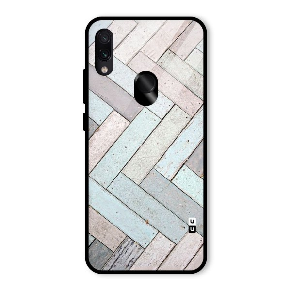 Wooden ZigZag Design Glass Back Case for Redmi Note 7 Pro