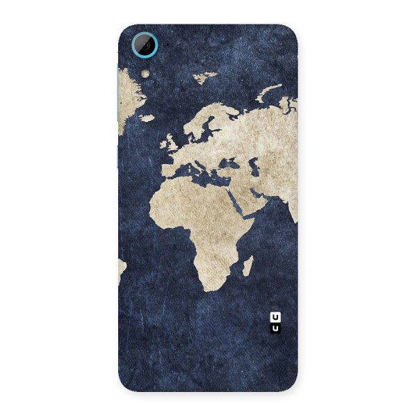 World Map Blue Gold Back Case for HTC Desire 826