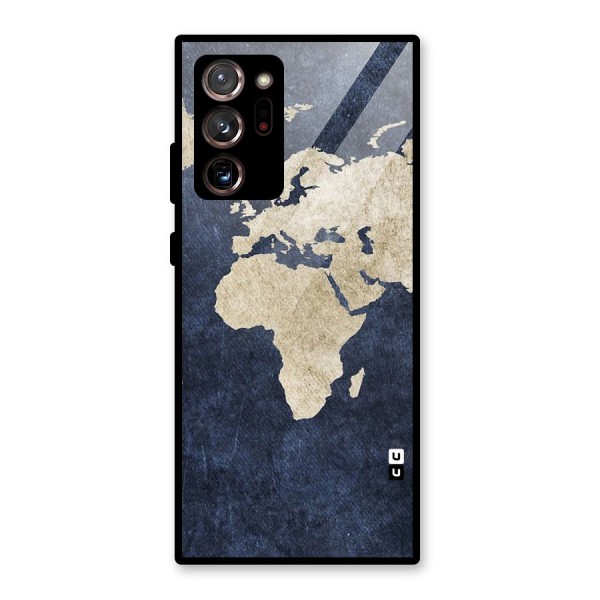 World Map Blue Gold Glass Back Case for Galaxy Note 20 Ultra 5G