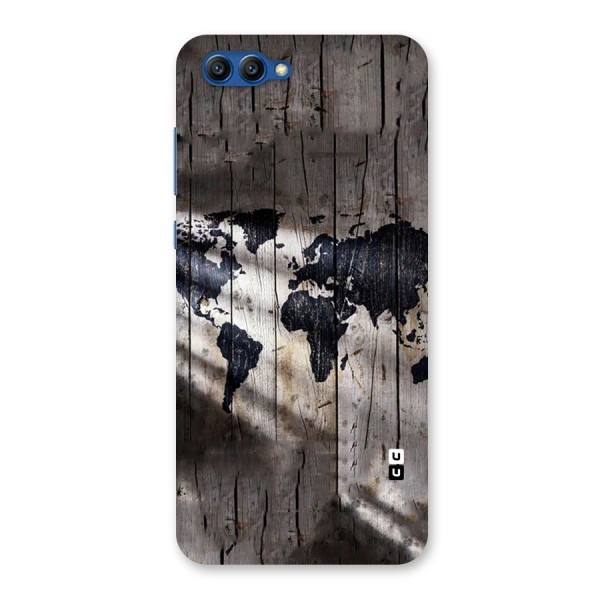World Map Wood Design Back Case for Honor View 10