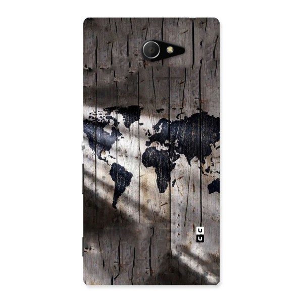 World Map Wood Design Back Case for Sony Xperia M2