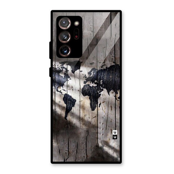 World Map Wood Design Glass Back Case for Galaxy Note 20 Ultra