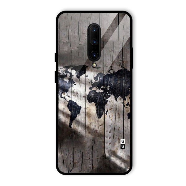 World Map Wood Design Glass Back Case for OnePlus 7 Pro