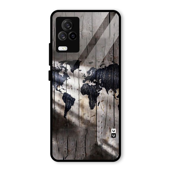 World Map Wood Design Glass Back Case for Vivo iQOO 7 Legend 5G