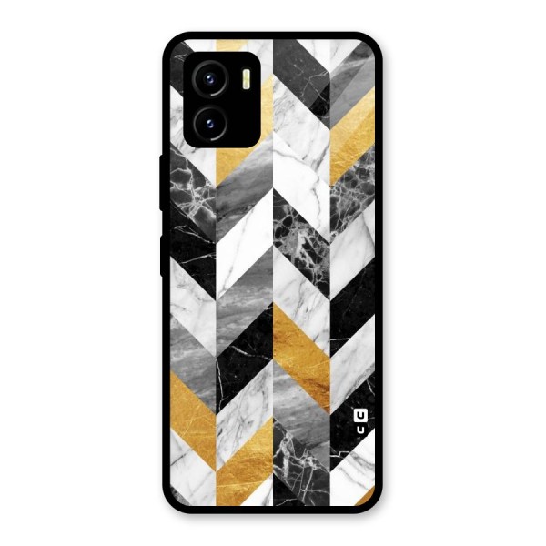 Yellow Grey Marble Glass Back Case for Vivo Y15s