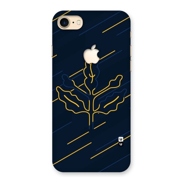 Yellow Leaf Line Back Case for iPhone 7 Apple Cut