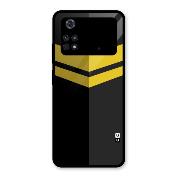 Yellow Lines Glass Back Case for Poco M4 Pro 4G