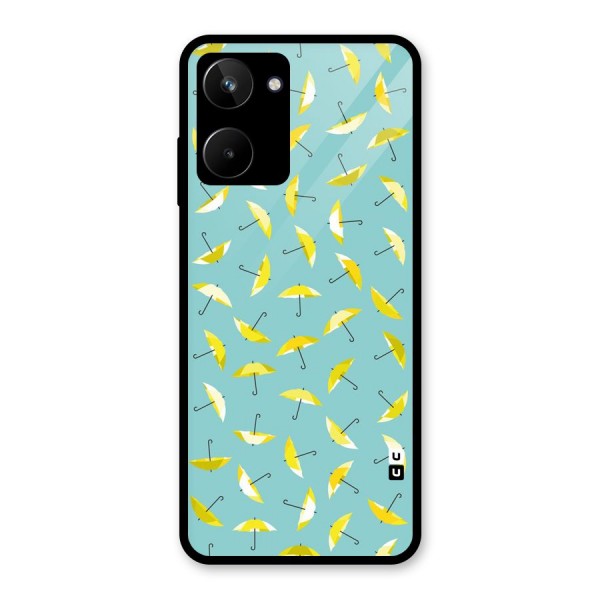 Yellow Umbrella Pattern Glass Back Case for Realme 10