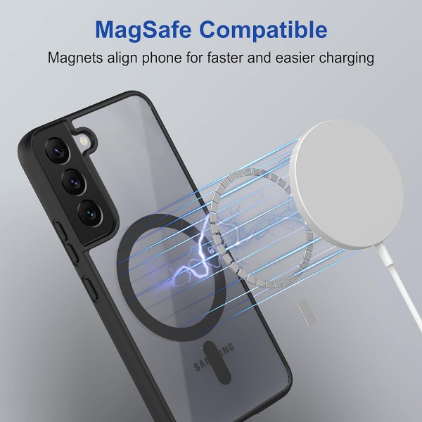 Black Clear Transparent Magsafe Back Case for Galaxy S22 Plus 5G