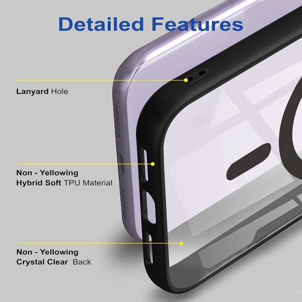 Black Clear Transparent Magsafe Back Case for Galaxy S23