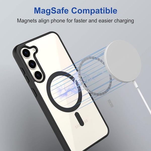 Black Clear Transparent Magsafe Back Case for Galaxy S23