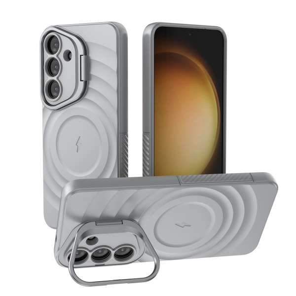 American Silver - TitanShield Wave Silicone Magsafe Back Case for Galaxy S25