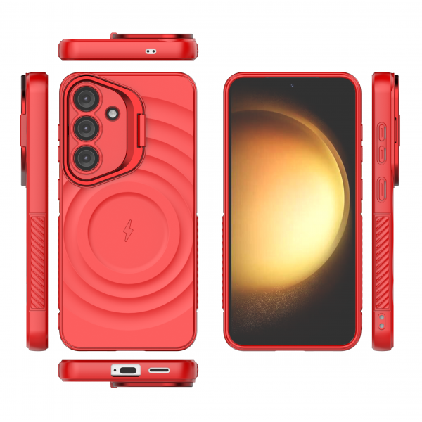 Crimson Red - TitanShield Wave Silicone Magsafe Back Case for Galaxy S25