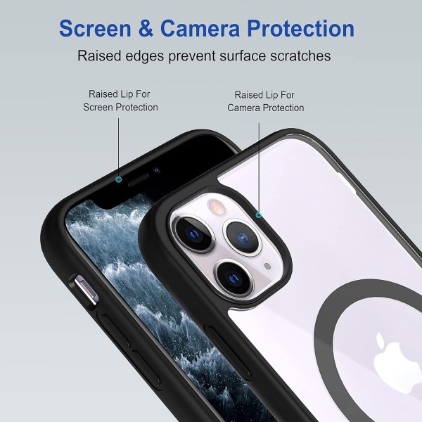 Black Clear Transparent Magsafe Back Case for iPhone 11 Pro