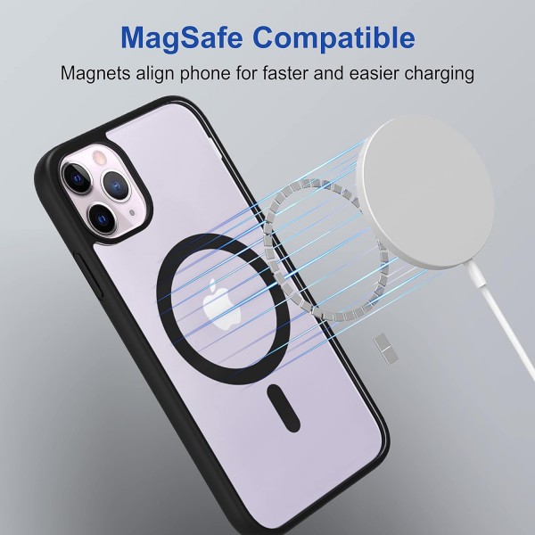 Black Clear Transparent Magsafe Back Case for iPhone 11 Pro
