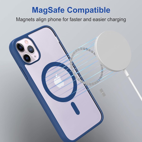 Royal Blue Clear Transparent Magsafe Back Case for iPhone 11 Pro