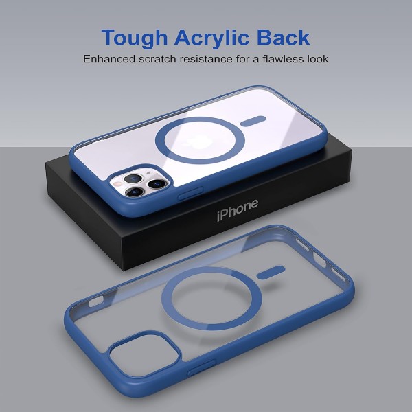 Royal Blue Clear Transparent Magsafe Back Case for iPhone 11 Pro
