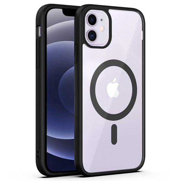 Black Clear Transparent Magsafe Back Case for iPhone 12