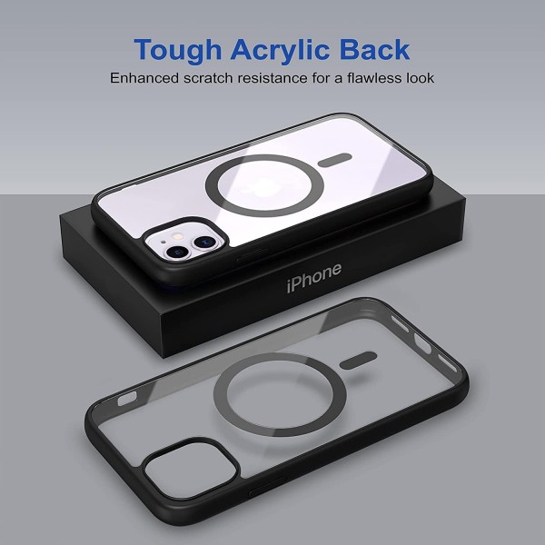 Black Clear Transparent Magsafe Back Case for iPhone 12