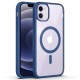 Royal Blue Clear Transparent Magsafe Back Case for iPhone 12