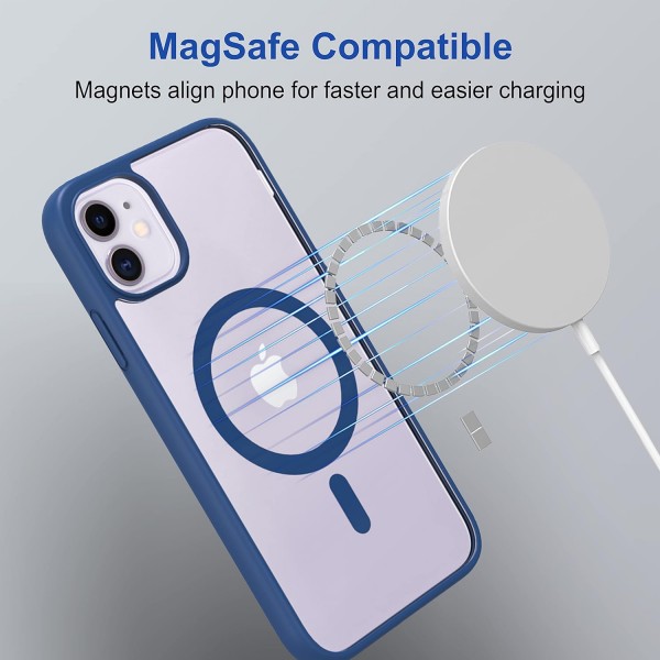 Royal Blue Clear Transparent Magsafe Back Case for iPhone 12