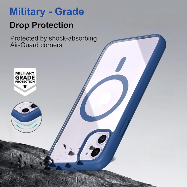 Royal Blue Clear Transparent Magsafe Back Case for iPhone 12