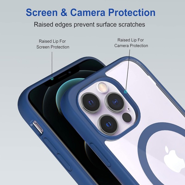 Royal Blue Clear Transparent Magsafe Back Case for iPhone 12 Pro Max