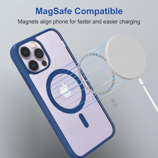 Royal Blue Clear Transparent Magsafe Back Case for iPhone 12 Pro Max