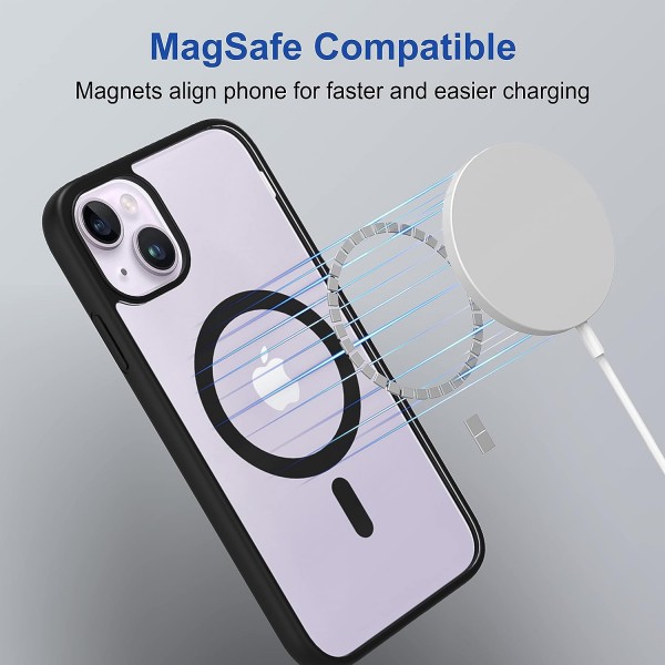 Black Clear Transparent Magsafe Back Case for iPhone 13