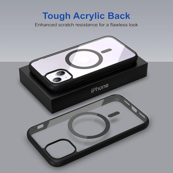 Black Clear Transparent Magsafe Back Case for iPhone 13