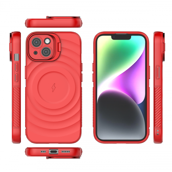 Crimson Red - TitanShield Wave Silicone Magsafe Back Case for iPhone 13