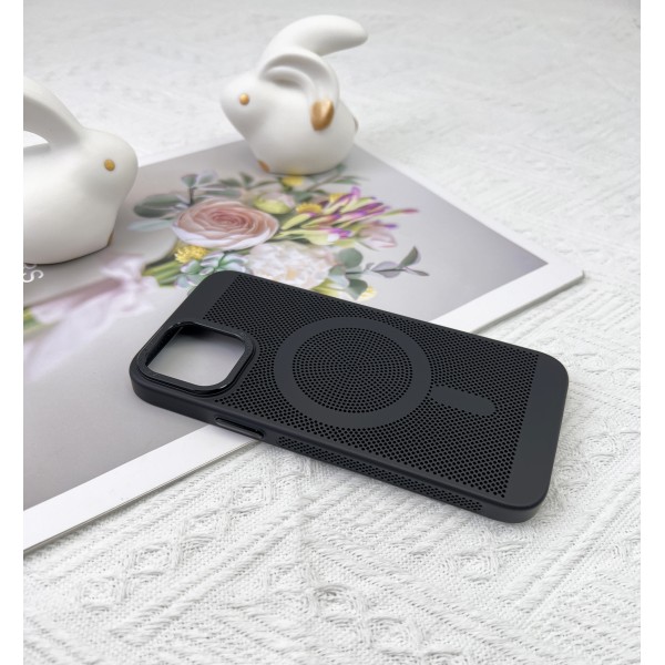 Premium Ultra Slim Mesh Design Shockproof (Black) Magsafe Back Case for iPhone 13