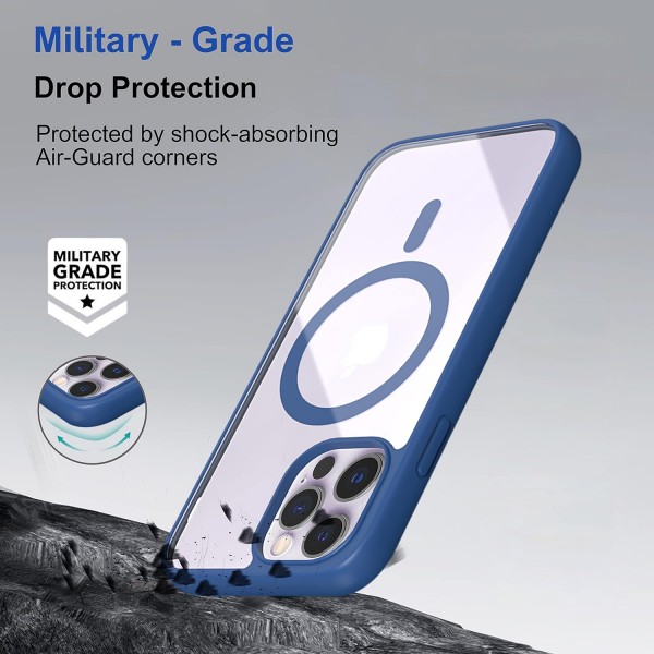 Royal Blue Clear Transparent Magsafe Back Case for iPhone 13 Pro