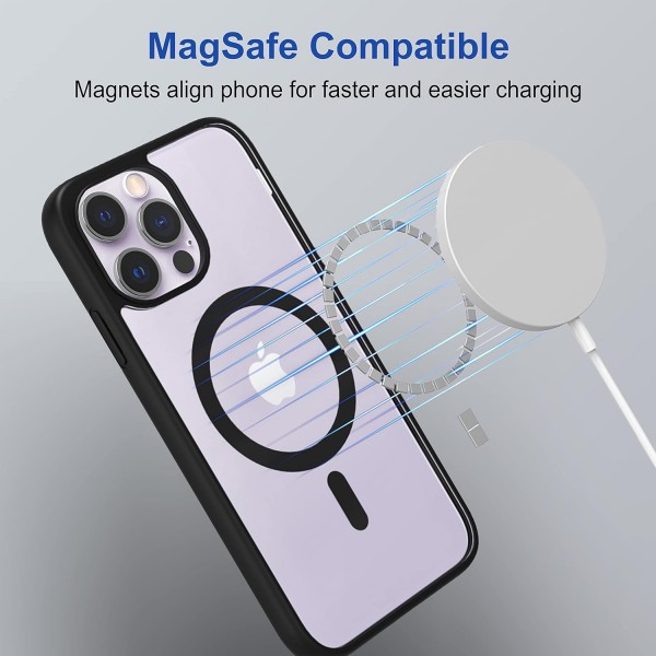 Black Clear Transparent Magsafe Back Case for iPhone 13 Pro Max