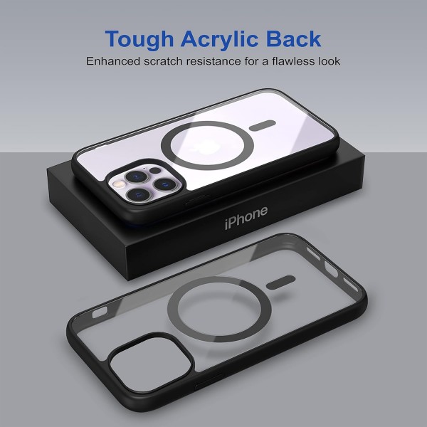 Black Clear Transparent Magsafe Back Case for iPhone 13 Pro Max