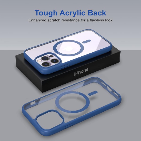 Royal Blue Clear Transparent Magsafe Back Case for iPhone 13 Pro Max