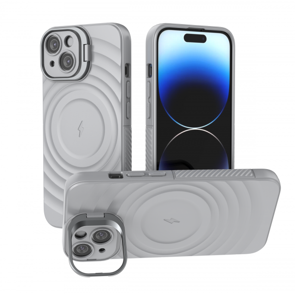 American Silver - TitanShield Wave Silicone Magsafe Back Case for iPhone 14