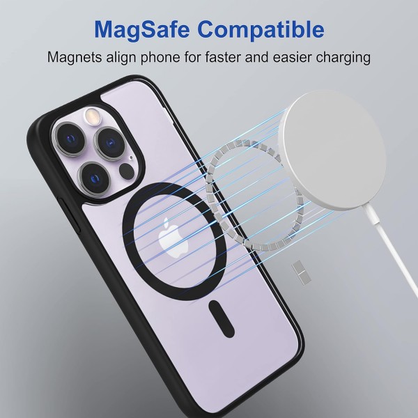 Black Clear Transparent Magsafe Back Case for iPhone 14 Pro Max