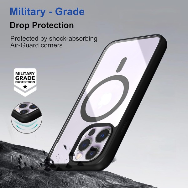 Black Clear Transparent Magsafe Back Case for iPhone 14 Pro Max