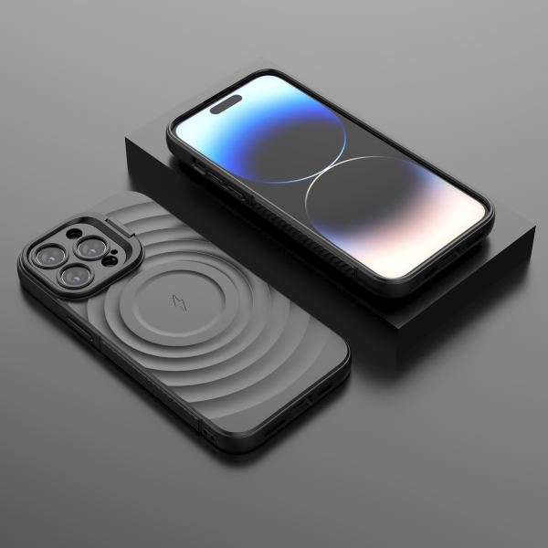 Matte Black - TitanShield Wave Silicone Magsafe Back Case for iPhone 14 Pro Max