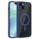 Royal Blue Clear Transparent Magsafe Back Case for iPhone 15 Plus