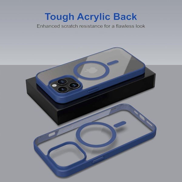 Royal Blue Clear Transparent Magsafe Back Case for iPhone 15 Pro Max