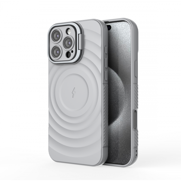 American Silver - TitanShield Wave Silicone Magsafe Back Case for iPhone 16 Pro Max