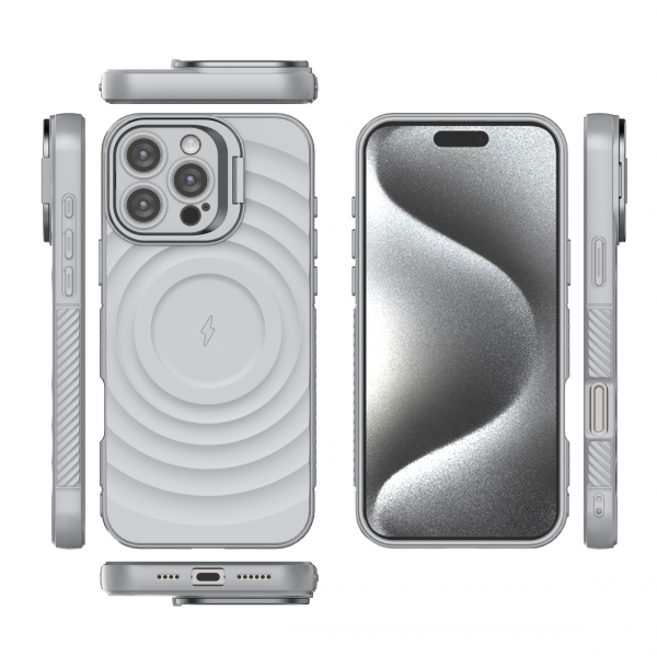 American Silver - TitanShield Wave Silicone Magsafe Back Case for iPhone 16 Pro Max