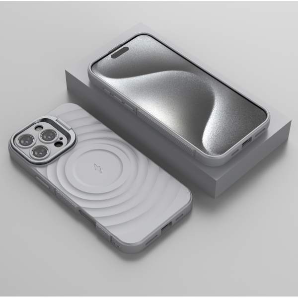 American Silver - TitanShield Wave Silicone Magsafe Back Case for iPhone 16 Pro Max
