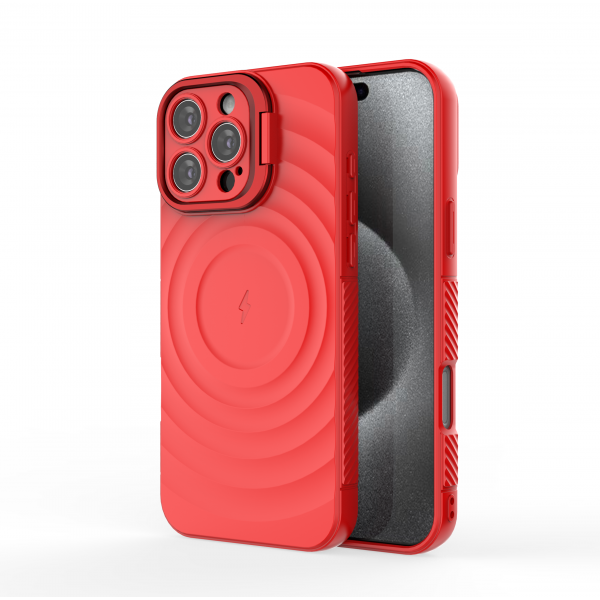 Crimson Red - TitanShield Wave Silicone Magsafe Back Case for iPhone 16 Pro Max